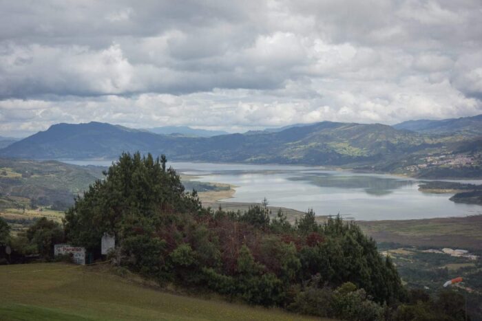 Paragliding at Sopó Colombia overlooking Embalse Tominé and Parque Pionono