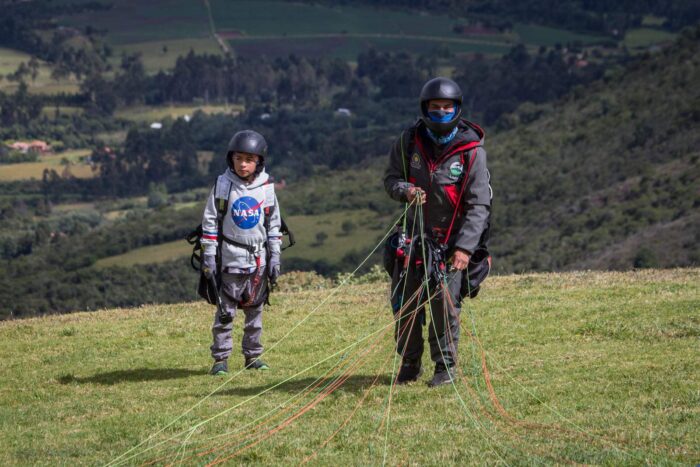 Paragliding at Sopó Colombia overlooking Embalse Tominé and Parque Pionono