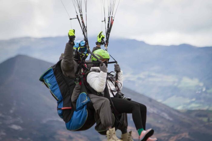 Paragliding at Sopó Colombia overlooking Embalse Tominé and Parque Pionono
